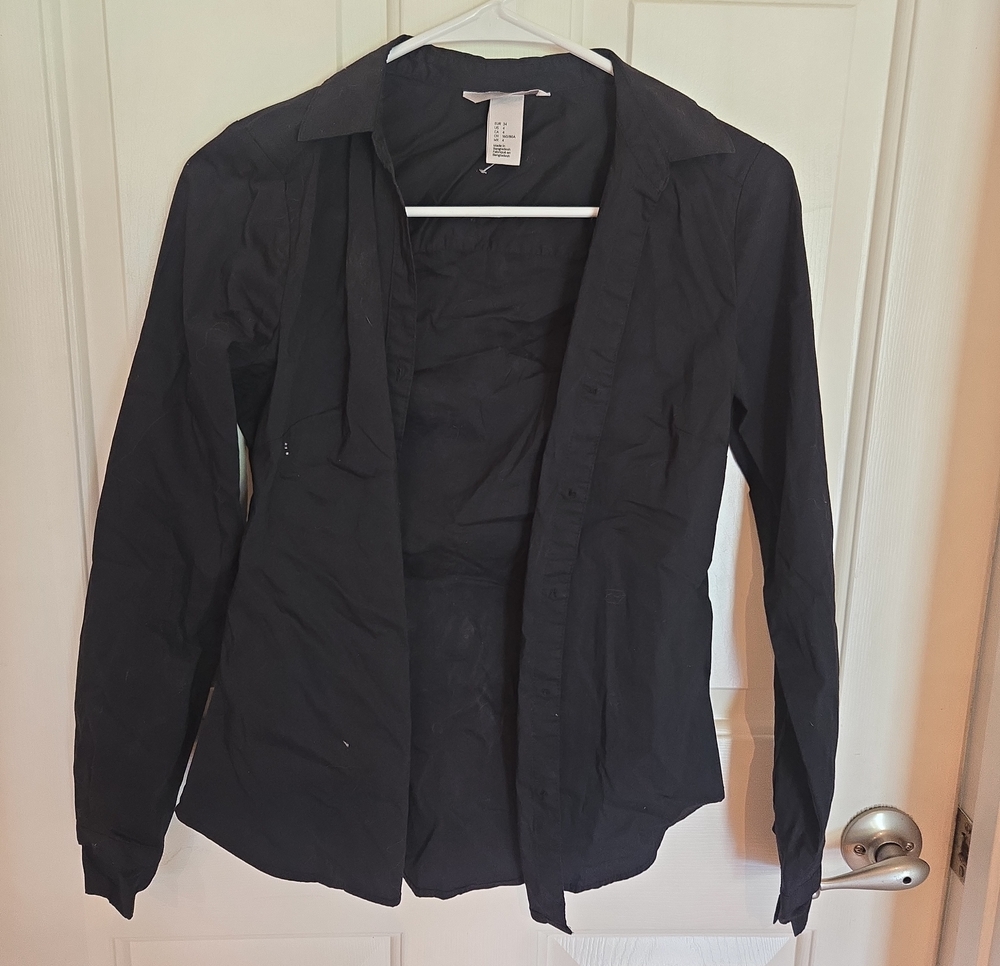 H&M Black Women's Button-Front Blazer Jacket